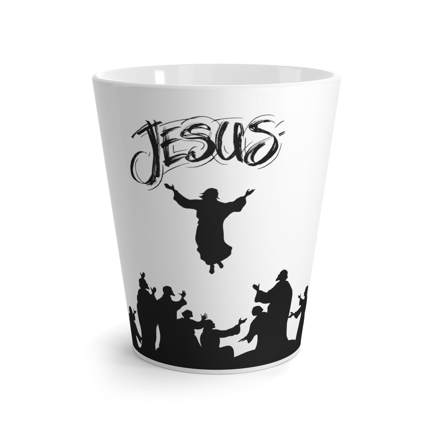 Jesus Risen White Ceramic Latte Mug – 12 oz — white, front view
