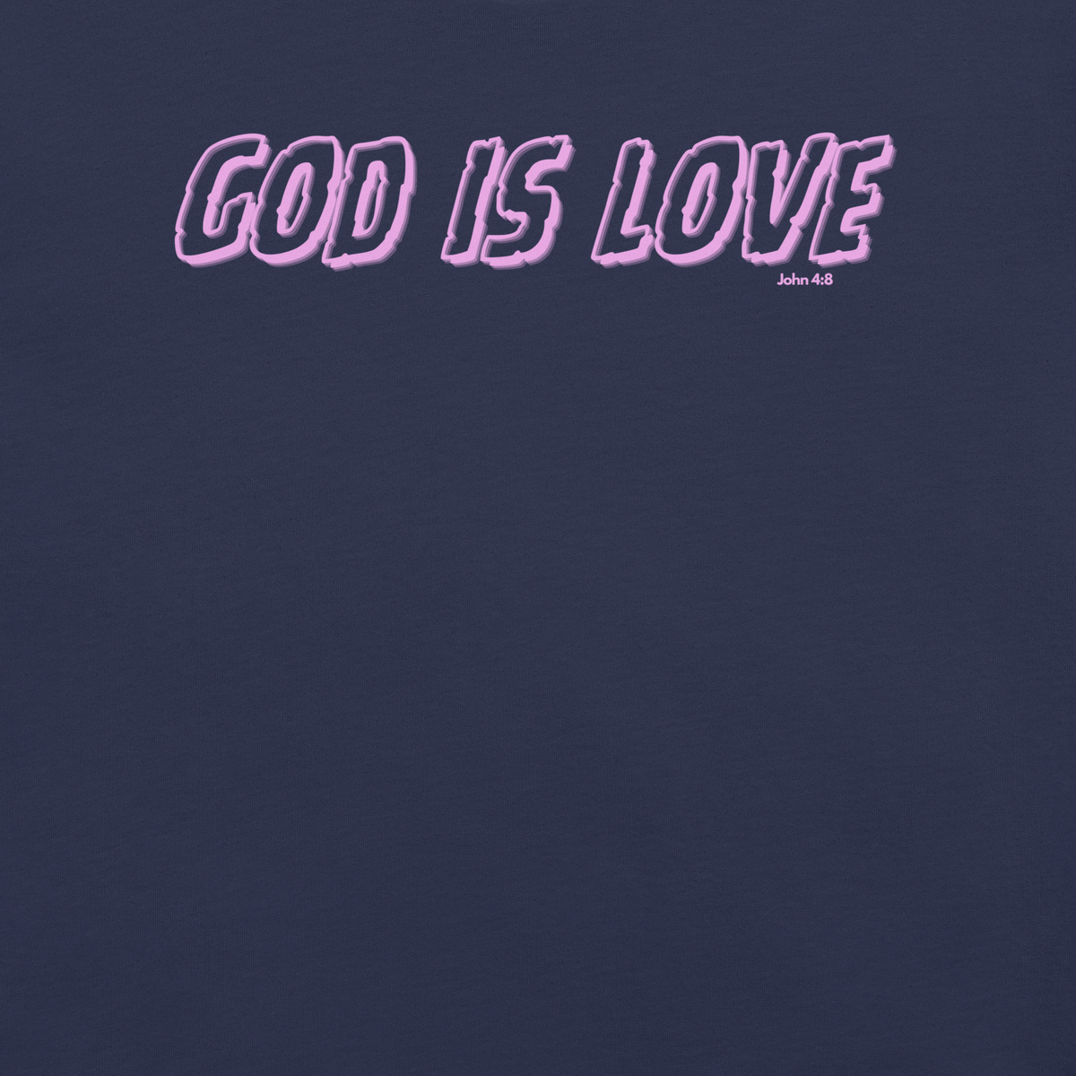 God Is Love 1 John 4:8 Navy Neon Christian T-Shirt — navy, front view