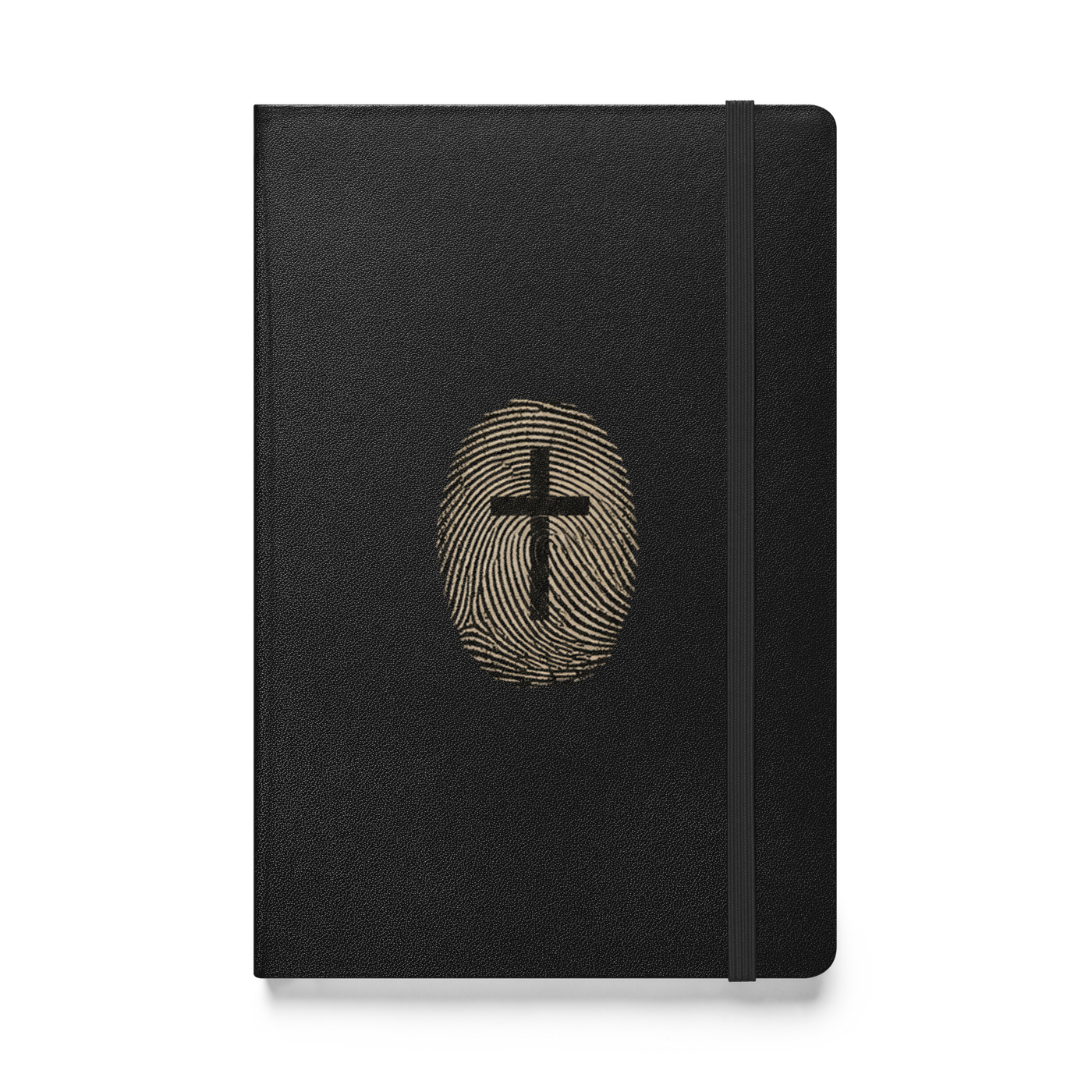 Fingerprint Cross Christian Hardcover Journal – Gospel Noir — black, front view