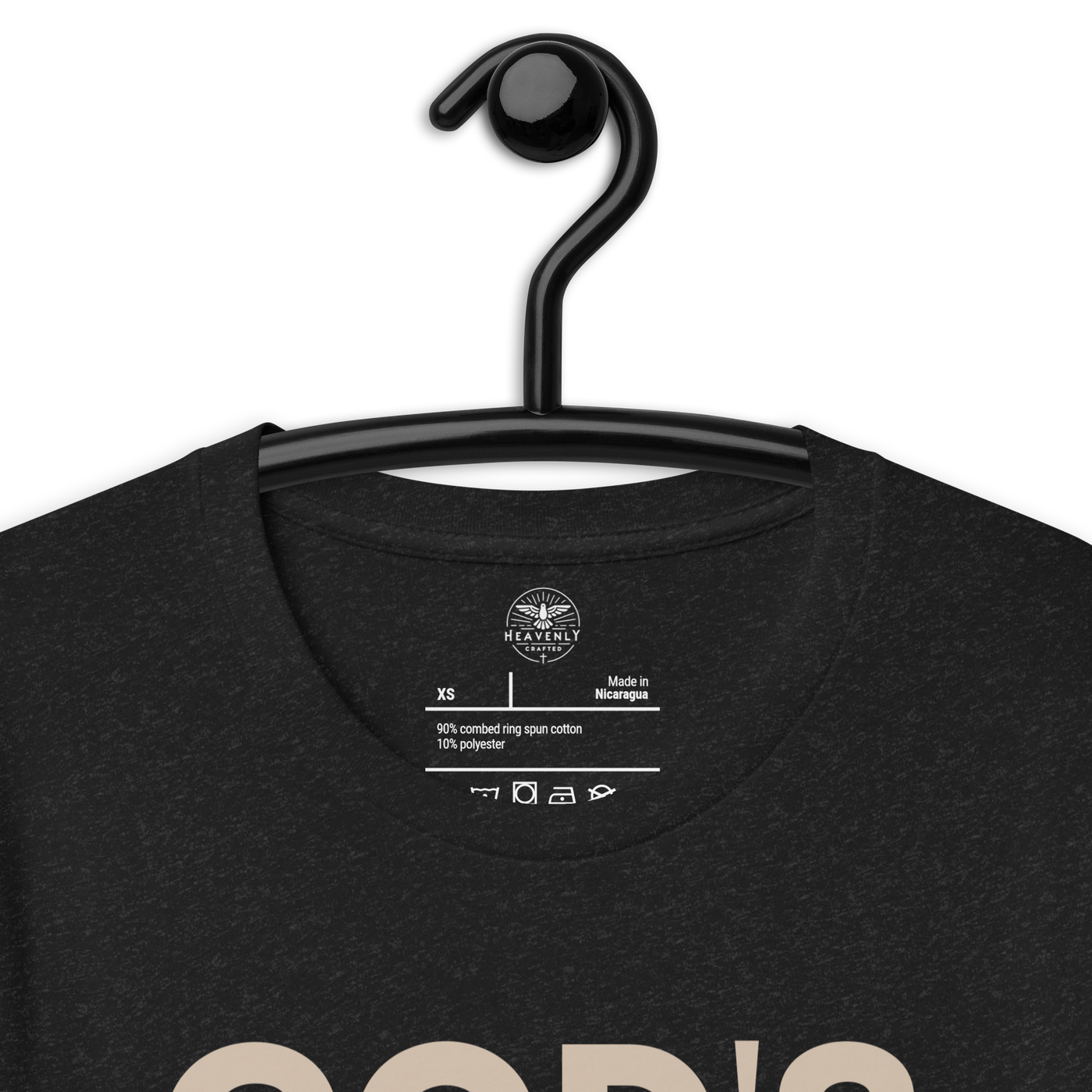 God’s Work in Progress Philippians 1:6 Christian T-Shirt — charcoal black, hanging view 2