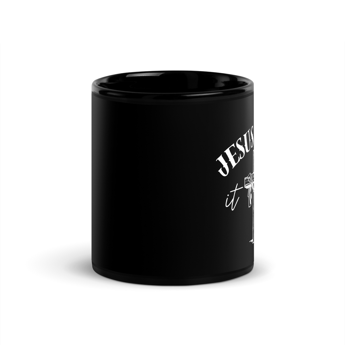 Jesus Paid It All Ephesians 2:8–9 Black Christian Mug – 11 oz — black, front view