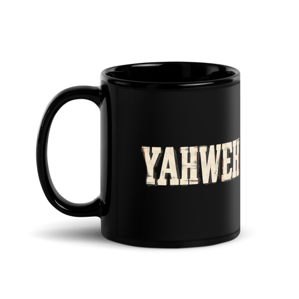 Christ the King black Christian coffee mug by Gospel Noir, left-side product view.
