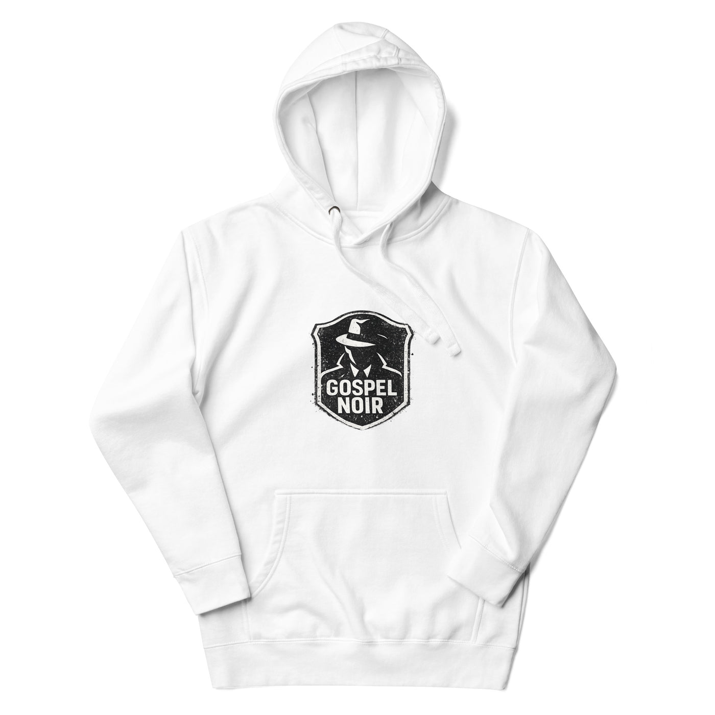 Gospel Noir Evidence Hoodie – Christian Streetwear Pullover — white, front view