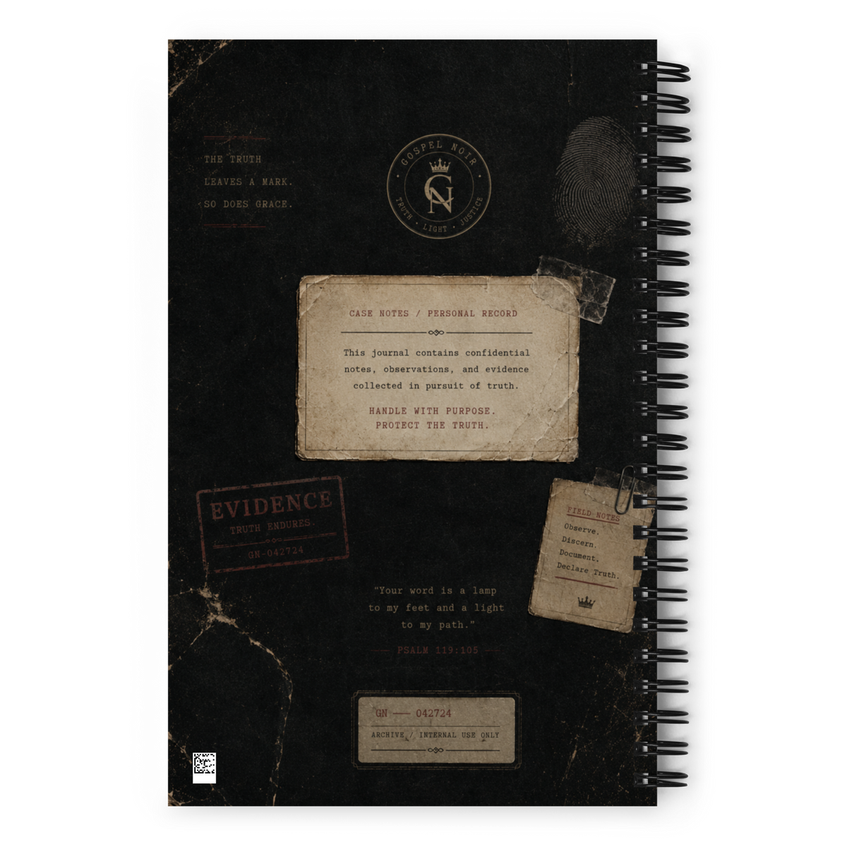 Gospel Noir Investigation Notes – Dotted Spiral Notebook — black, product view 3