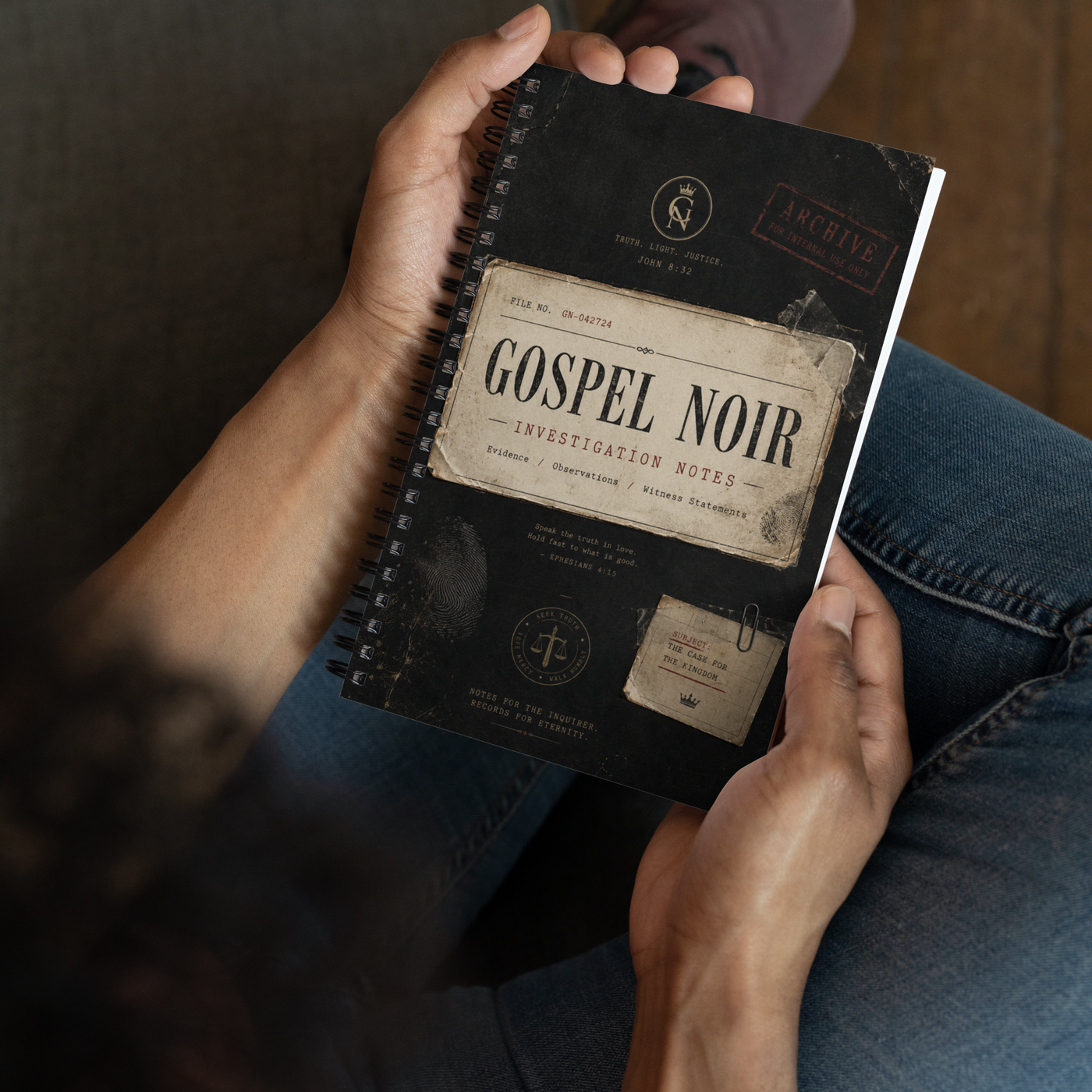 Gospel Noir Investigation Notes – Dotted Spiral Notebook — black, product view 2