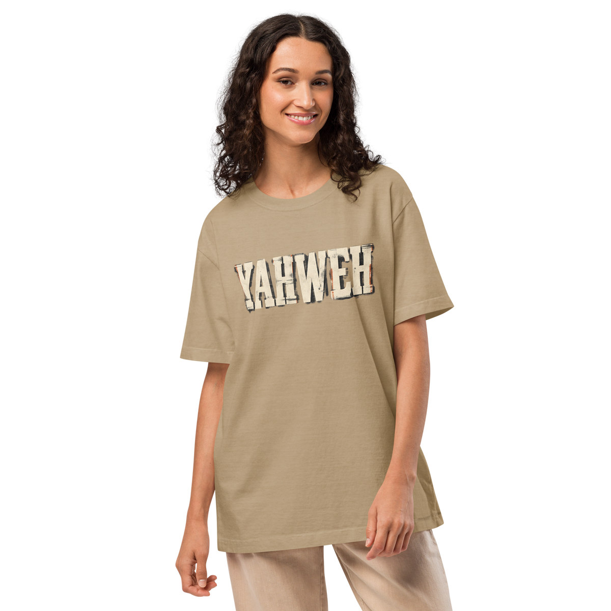 Yahweh Christian oversized T-shirt Sacred Name Archive Edition by Gospel Noir, product view.