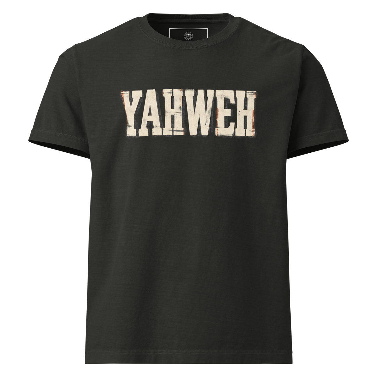Yahweh Christian oversized T-shirt Sacred Name Archive Edition by Gospel Noir, front view.