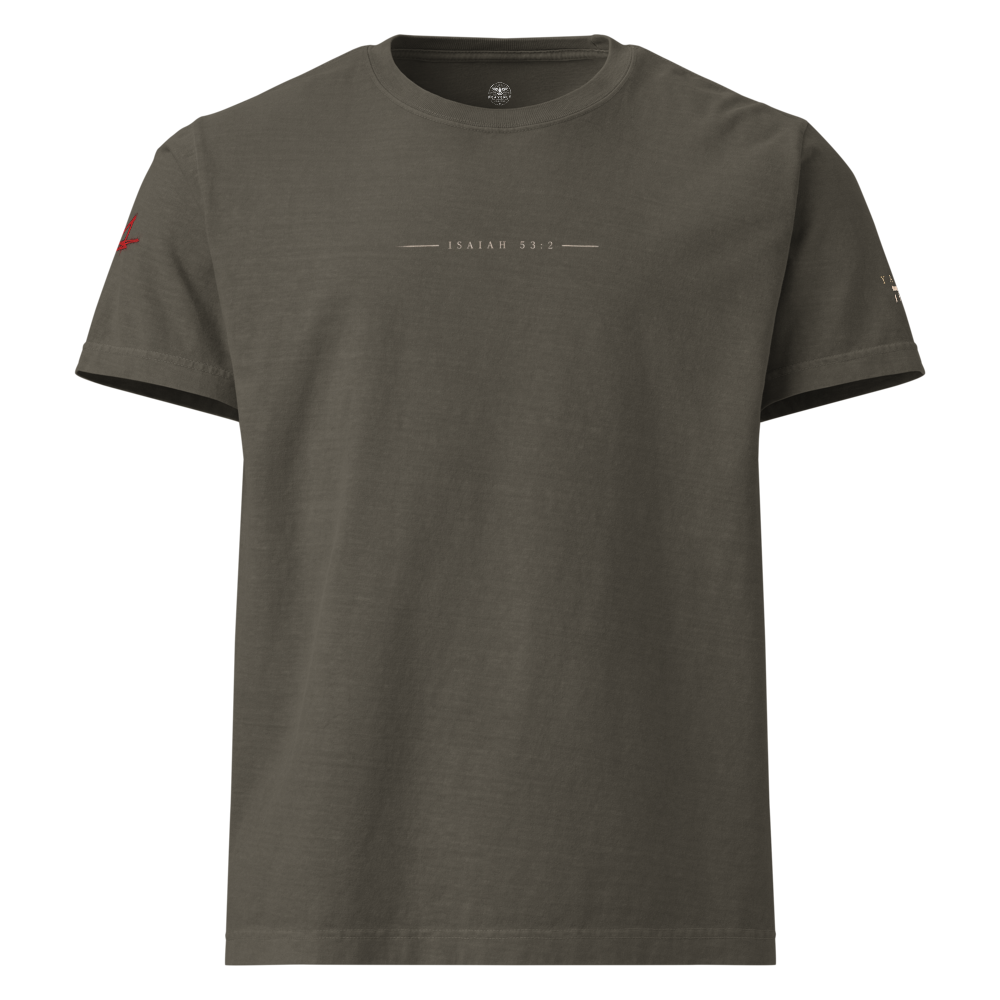 Christ the King Christian Oversized T-Shirt — charcoal, front. Gospel Noir Christian T-shirt by Heavenly Crafted, Christian streetwear