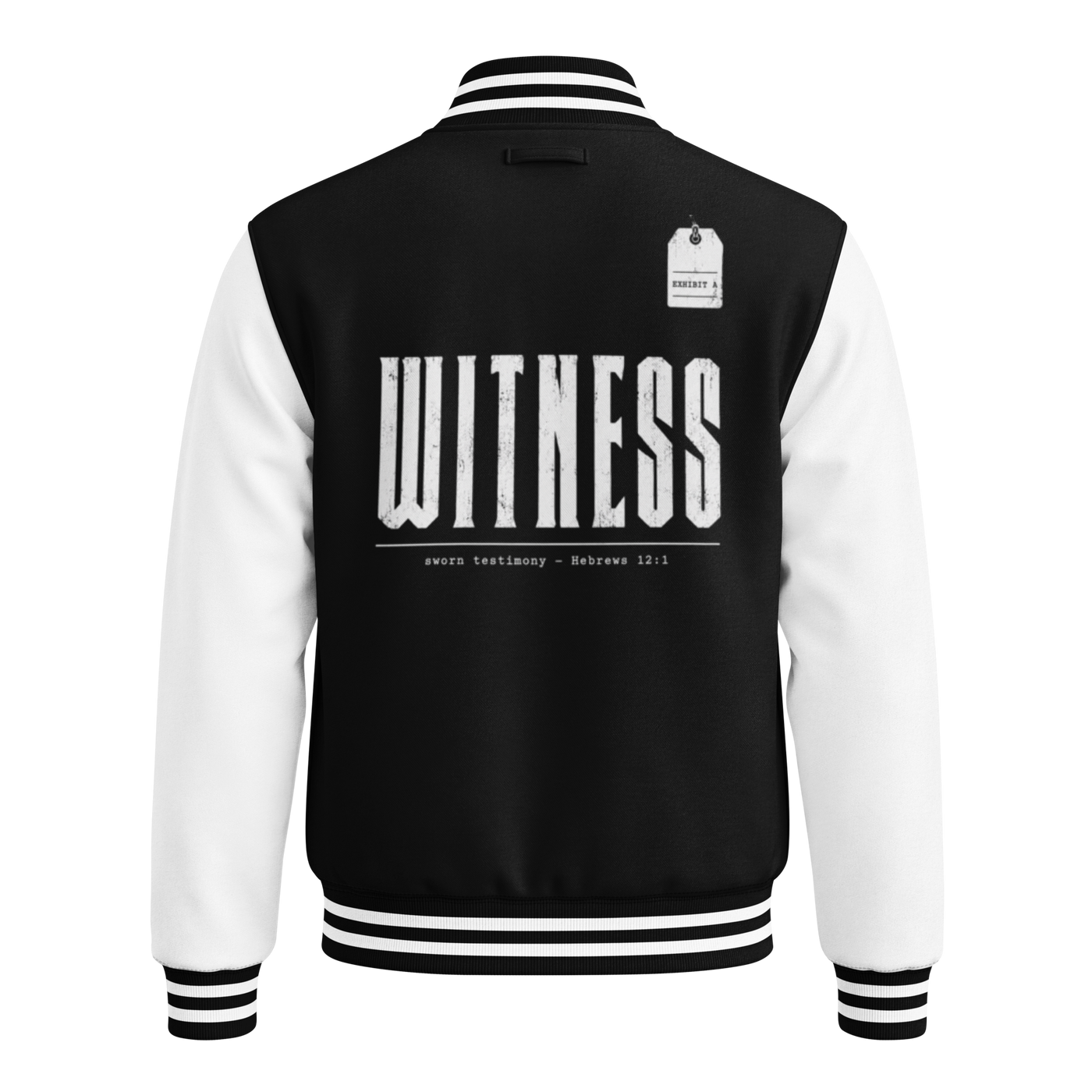 Gospel Noir Christian heavyweight letterman jacket — back view