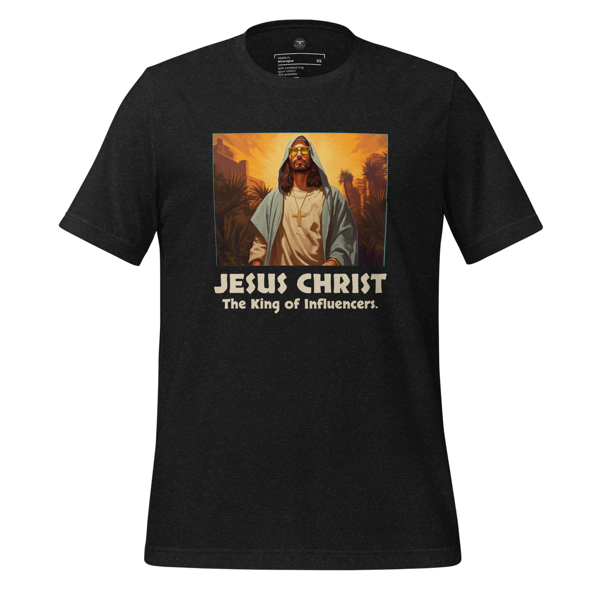 Jesus: King of Influencers Christian Graphic T-Shirt — black, front view 4