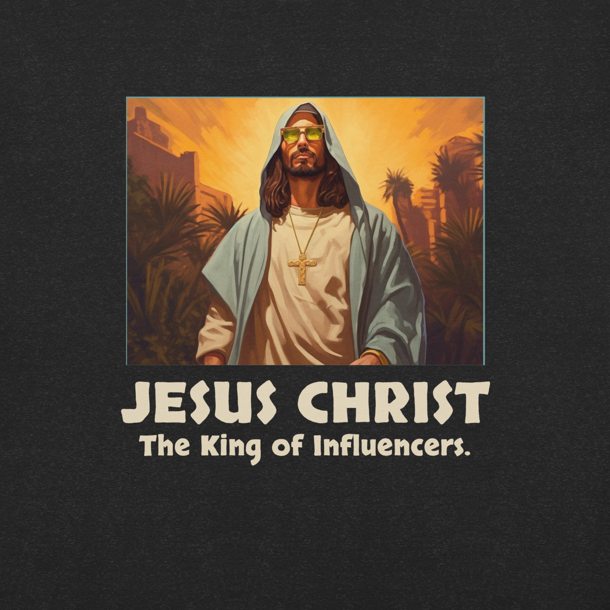 Jesus: King of Influencers Christian Graphic T-Shirt — black, front view 5