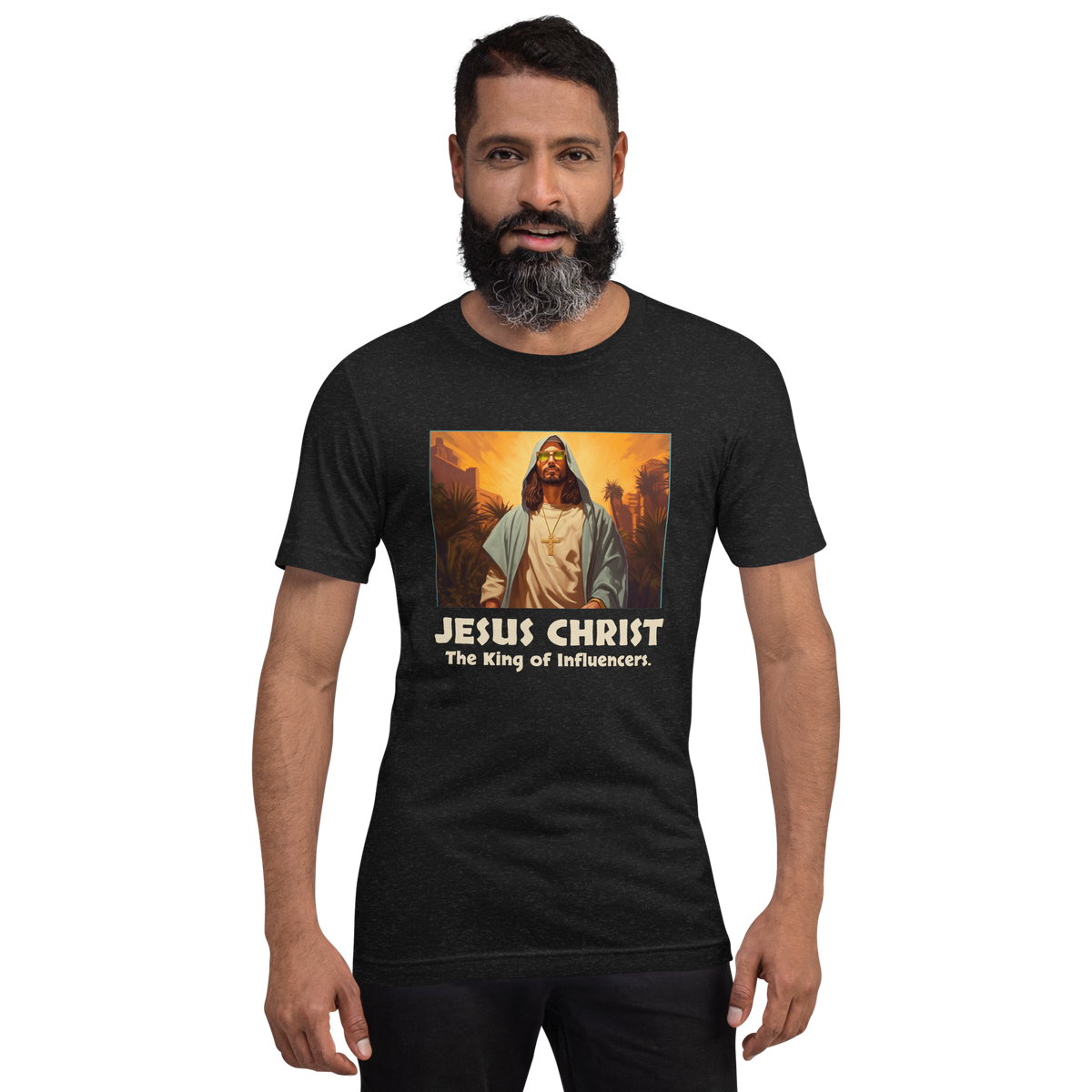 Jesus: King of Influencers Christian Graphic T-Shirt — black, front view 6