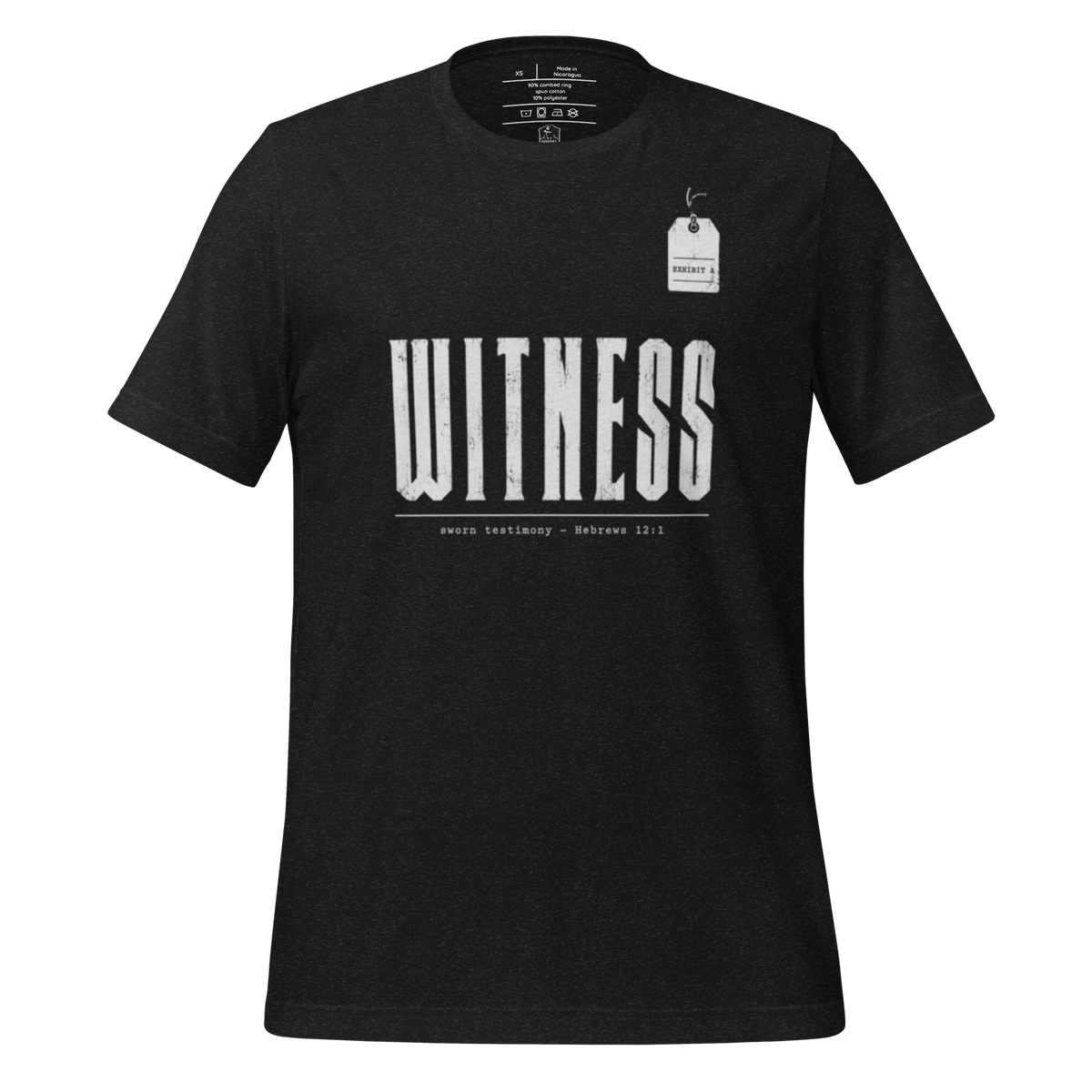 Witness Hebrews 12:1 Christian T-Shirt — black, product view 3