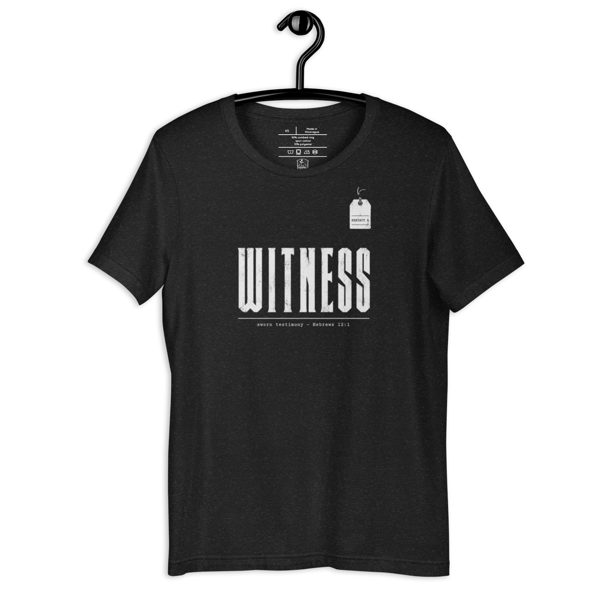 Witness Hebrews 12:1 Christian T-Shirt — black, front view