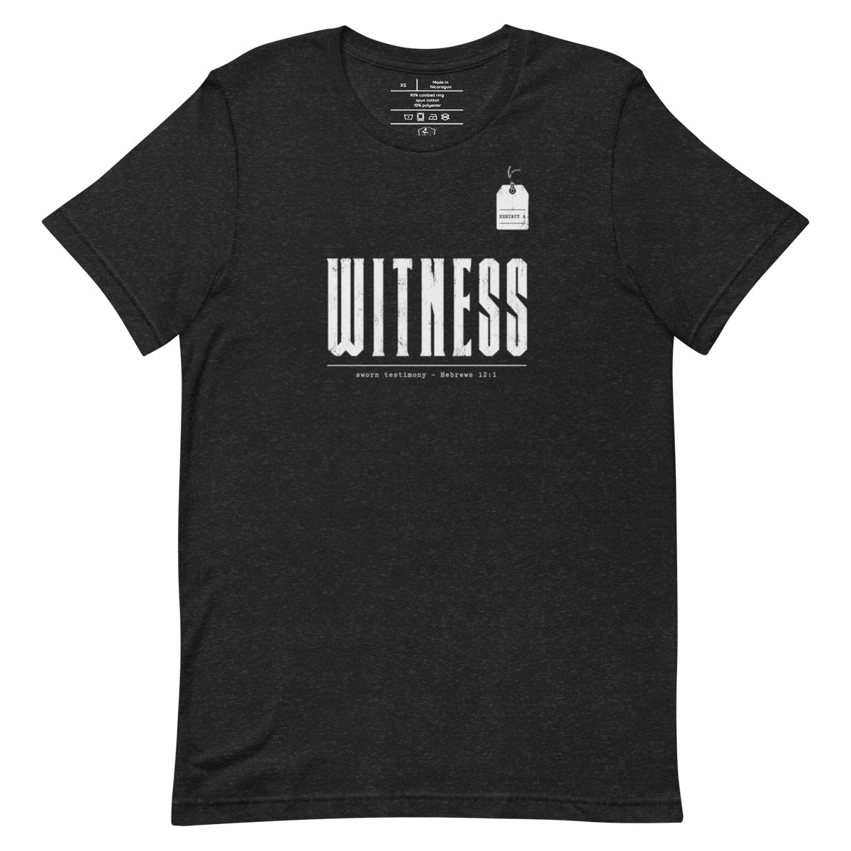 Witness Hebrews 12:1 Christian T-Shirt — black, product view 5