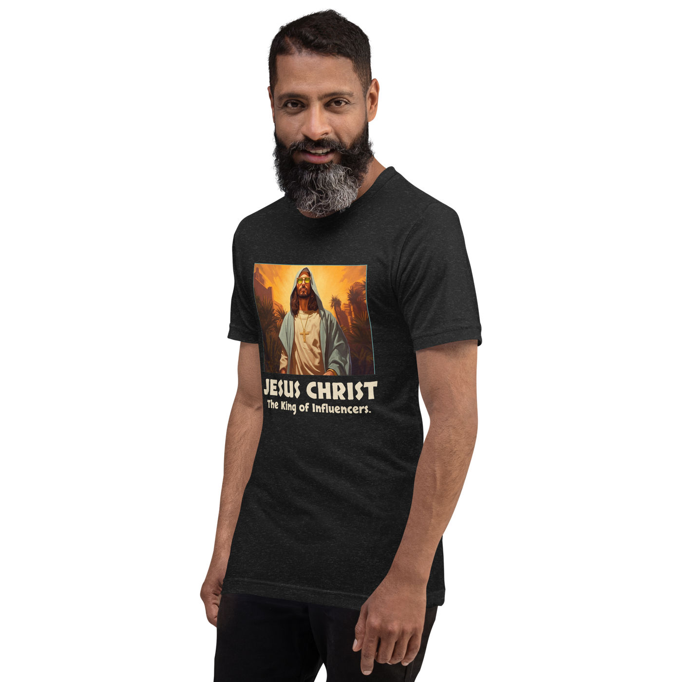 Jesus: King of Influencers Christian Graphic T-Shirt — black, front view 7