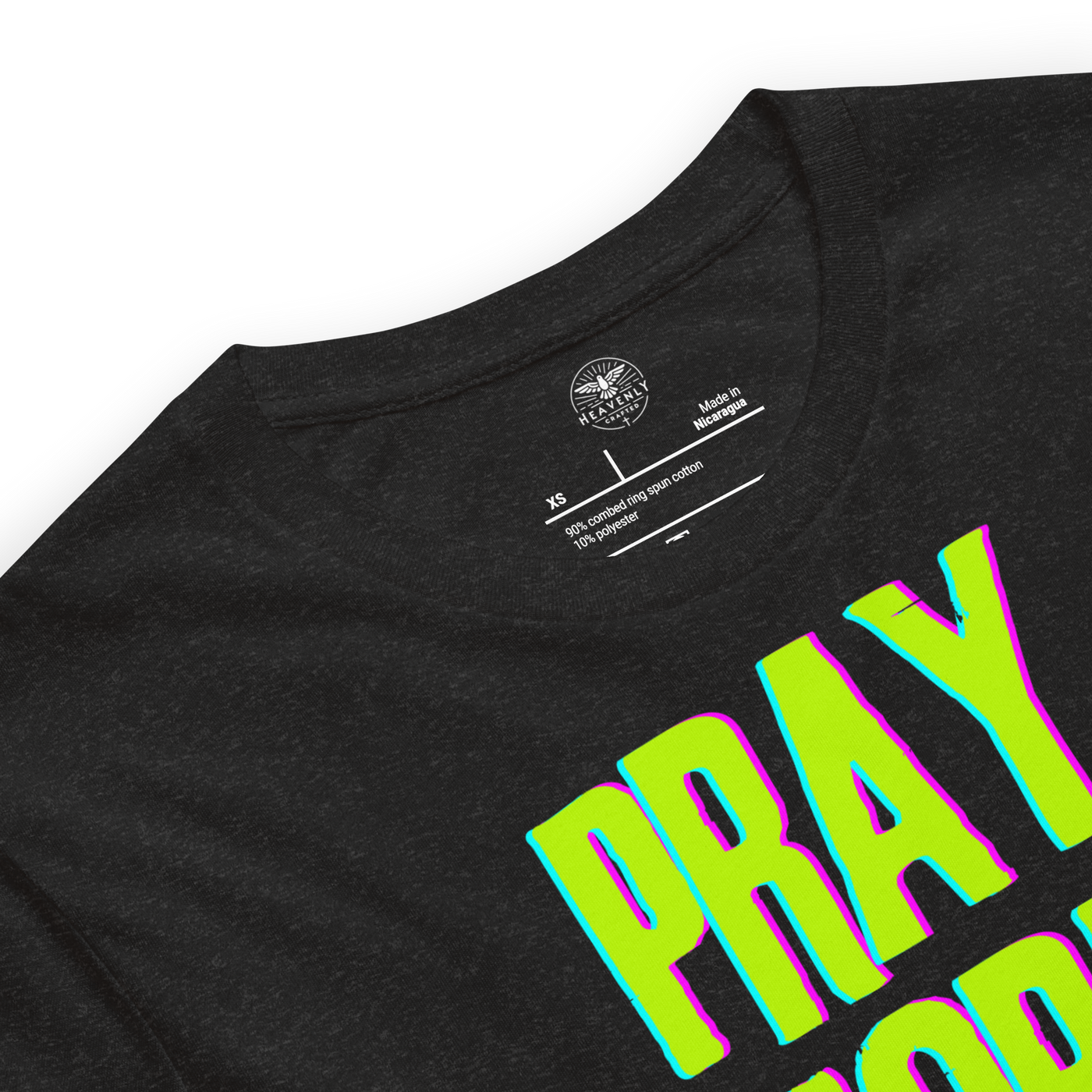 Pray More, Worry Less Philippians 4:6 Christian T-Shirt — black, product view