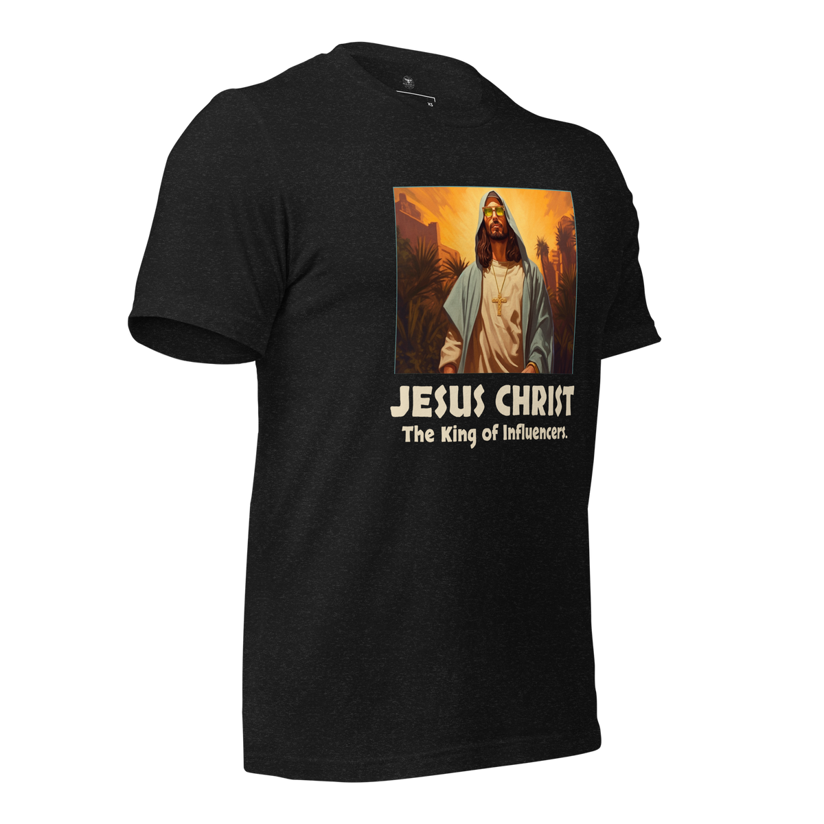 Jesus: King of Influencers Christian Graphic T-Shirt — black, front view 3