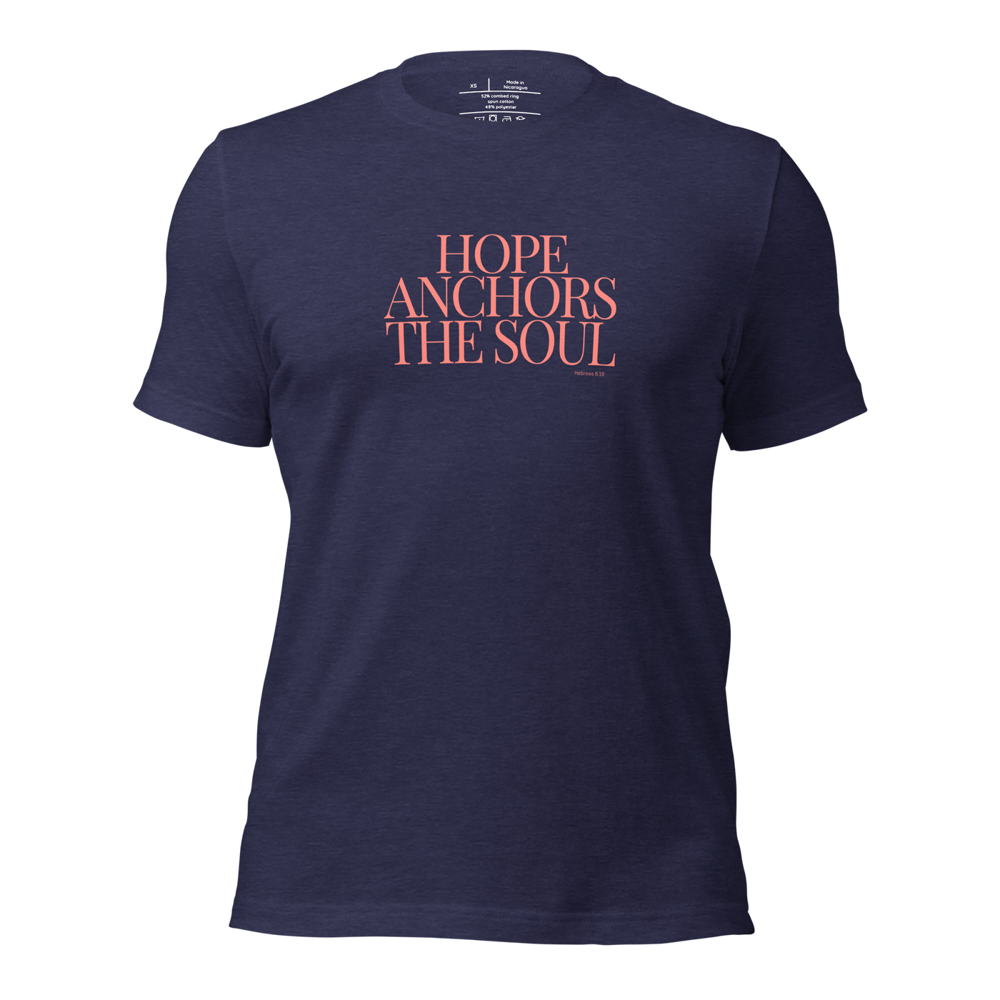 Hope Anchors the Soul Hebrews 6:19 Christian T-Shirt — navy, front view