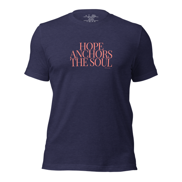 Hope Anchors the Soul Hebrews 6:19 Christian T-Shirt — navy, front view. Gospel Noir Christian T-shirt by Heavenly Crafted, Christian streetwear