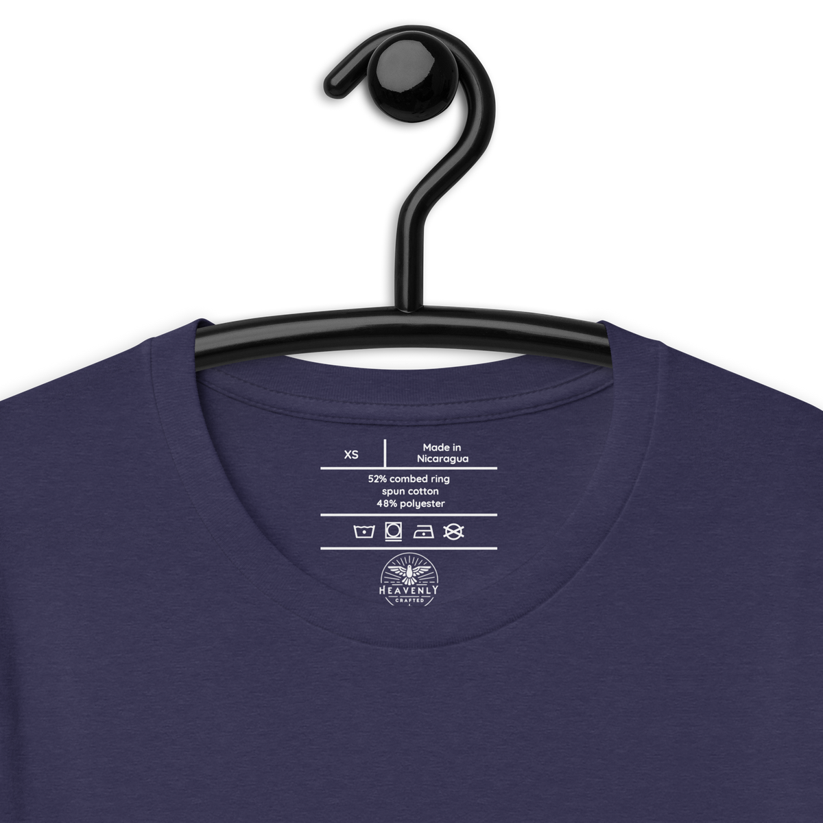 Hope Anchors the Soul Hebrews 6:19 Christian T-Shirt — navy, label and care detail 2