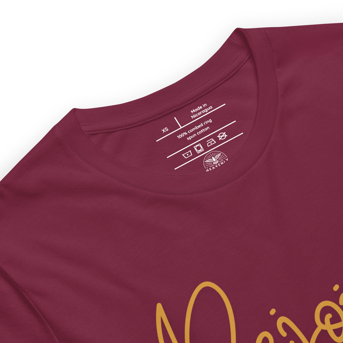 Rejoice Always 1 Thessalonians 5:16 Christian T-Shirt — label and care detail