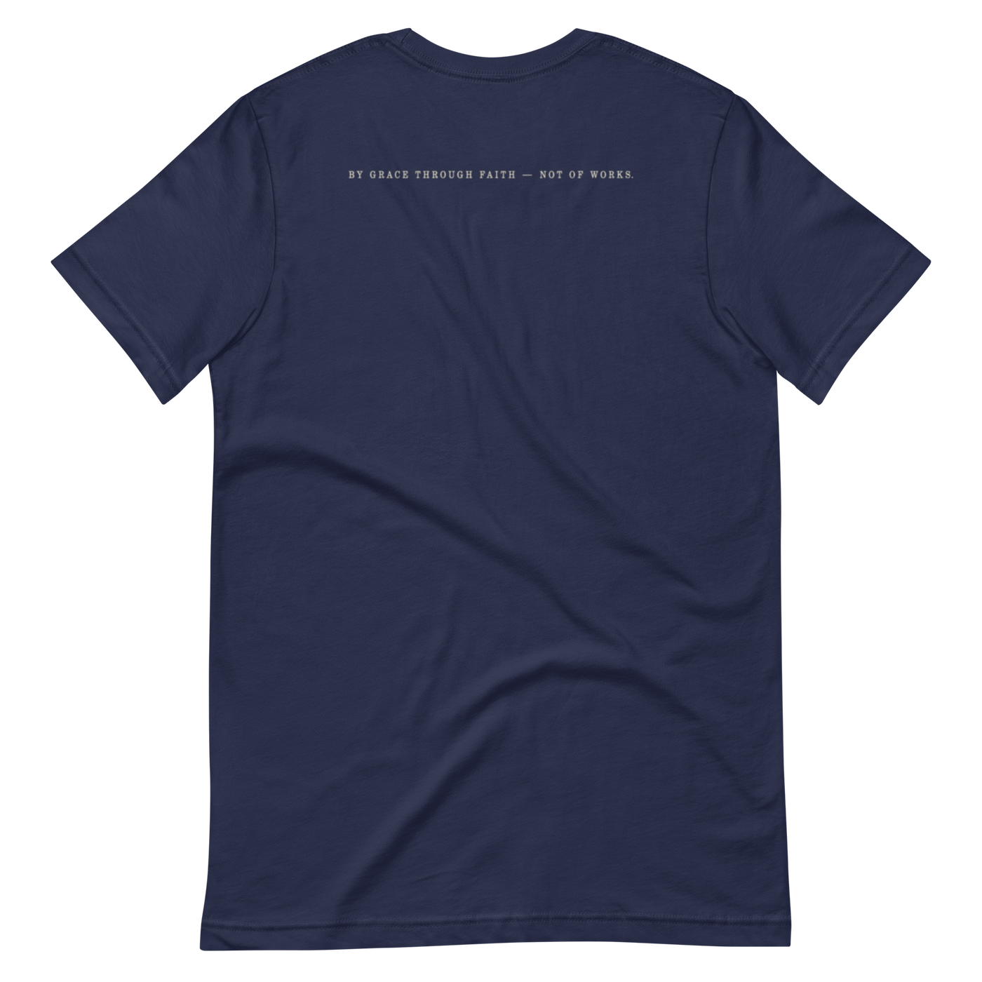Filed Under Grace Ephesians 2:8 Christian T-Shirt — navy, product view