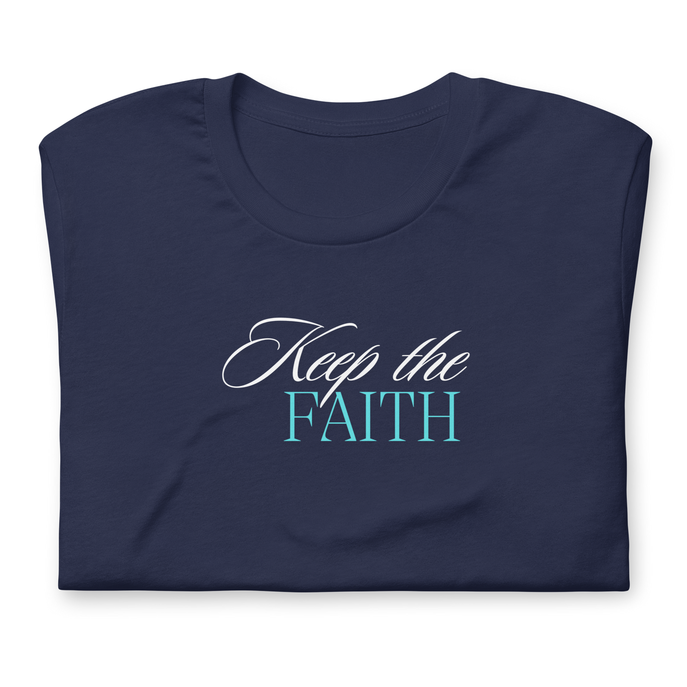 Keep the Faith Navy Christian T-Shirt — navy, folded view