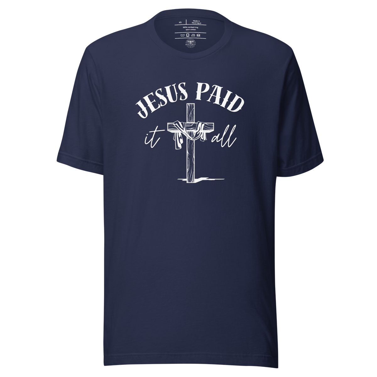 Jesus Paid It All Ephesians 2:8–9 Christian T-Shirt — navy, front view
