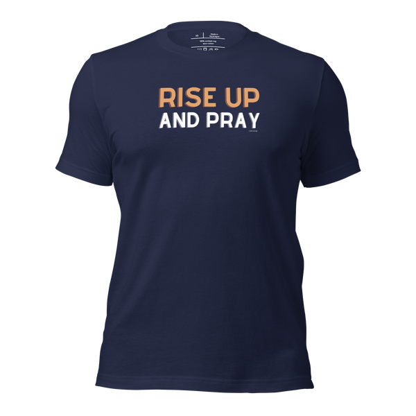 Rise Up and Pray Luke 22:46 Navy Christian T-Shirt — navy, front view