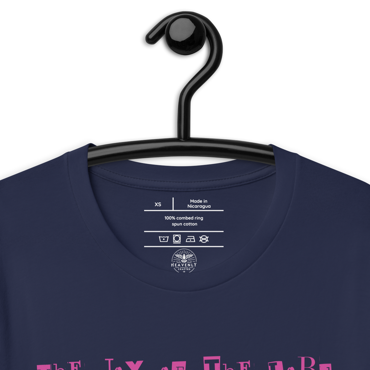 Joy of the Lord Nehemiah 8:10 Navy Christian T-Shirt — navy, hanging view 2