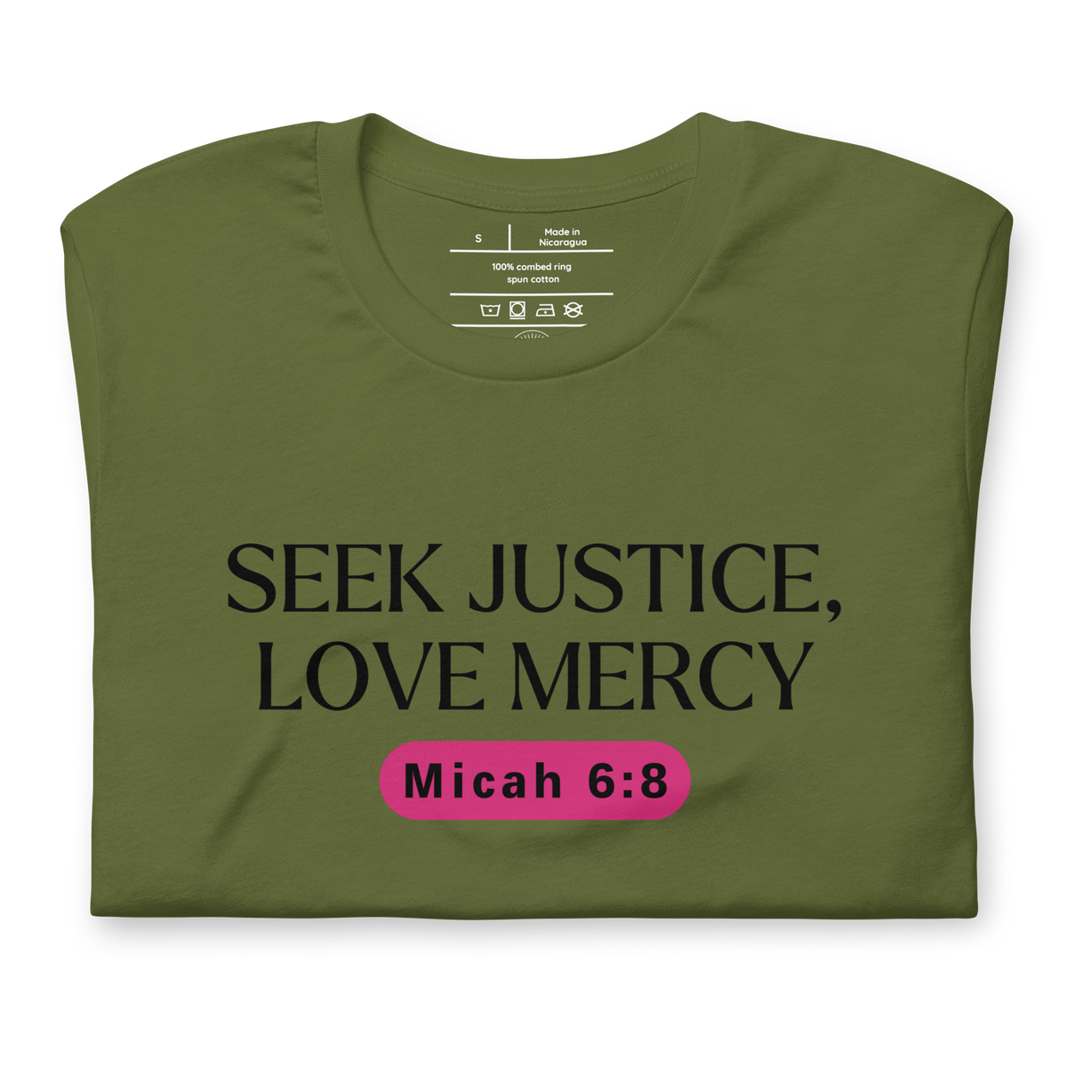 Army of Faith Ephesians 6:11 Christian T-Shirt — army green, folded view
