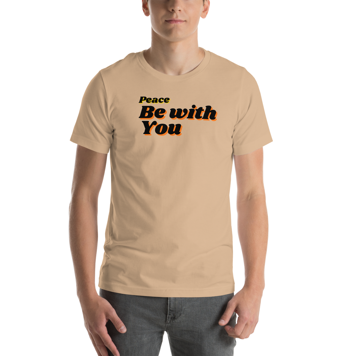 Peace Be With You John 20:19 Vintage Tan T-Shirt — tan, product mockup 3