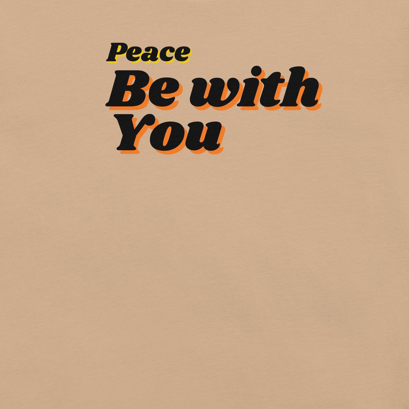 Peace Be With You John 20:19 Vintage Tan T-Shirt — tan, label and care detail
