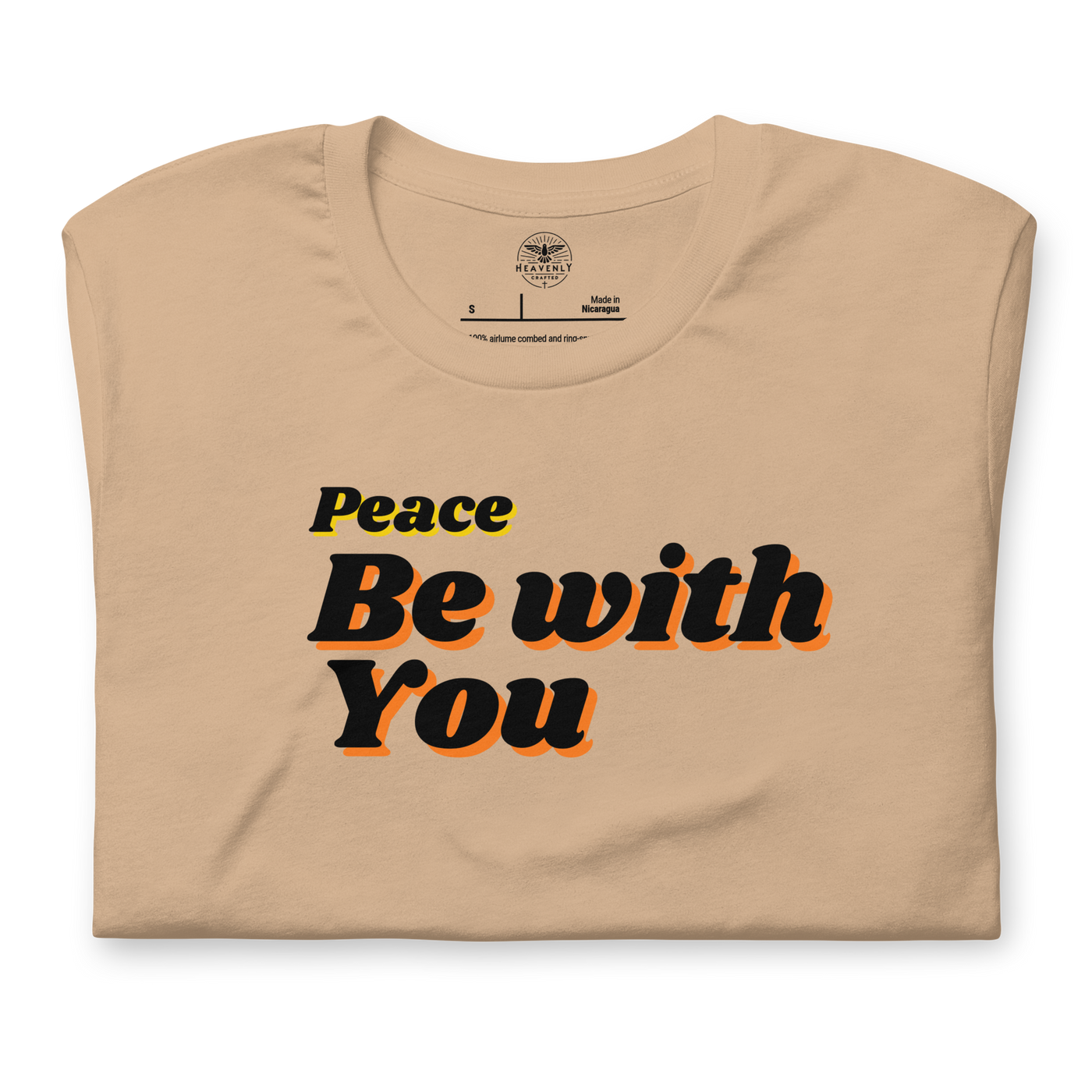 Peace Be With You John 20:19 Vintage Tan T-Shirt — tan, folded view