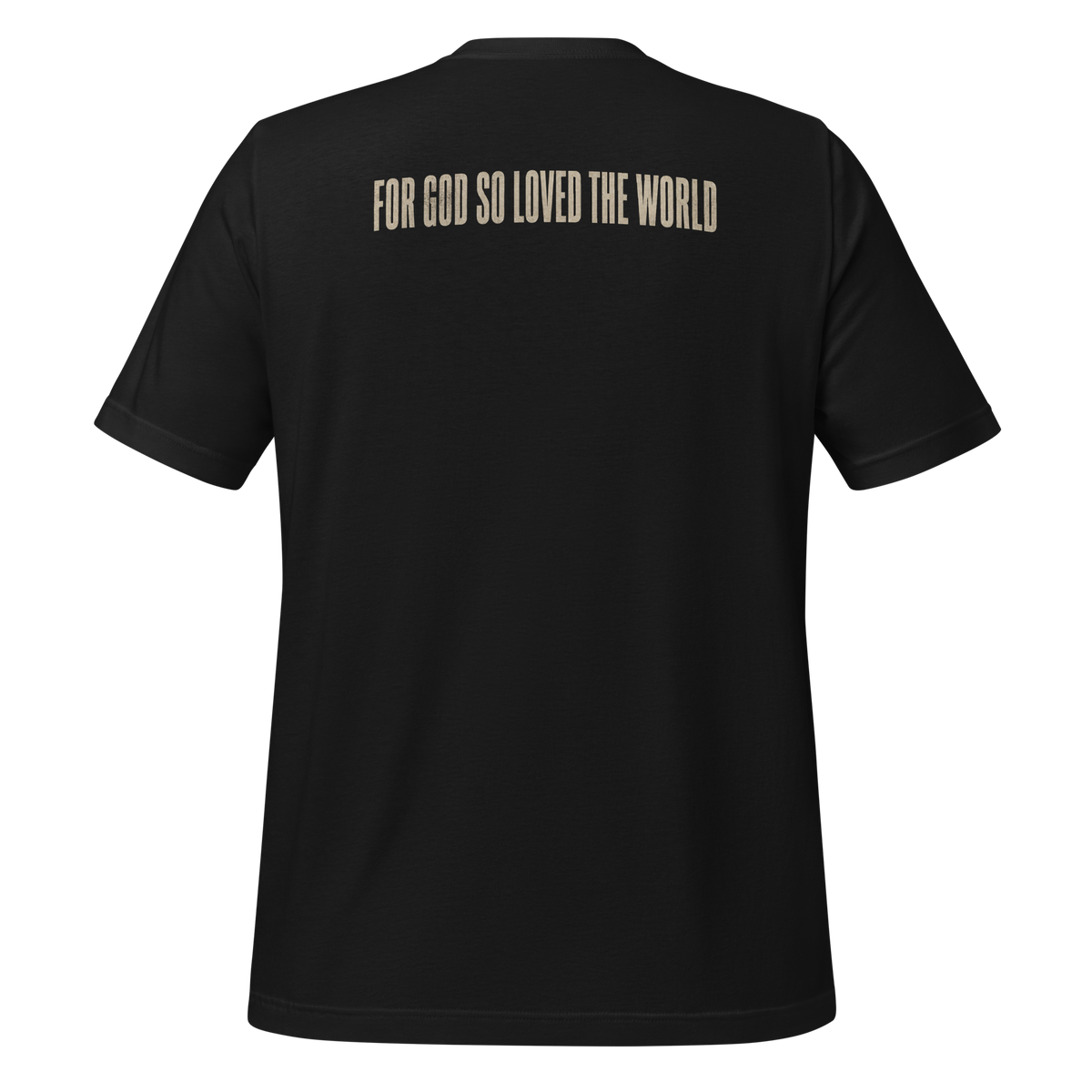 Case Closed: Risen John 3:16 Christian T-Shirt — black, back view