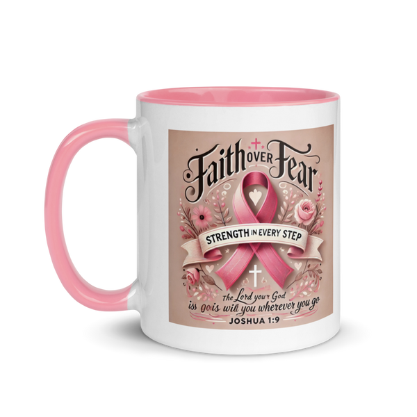 Breast Cancer Awareness Joshua 1:9 Christian Mug – 11 oz — white, product view