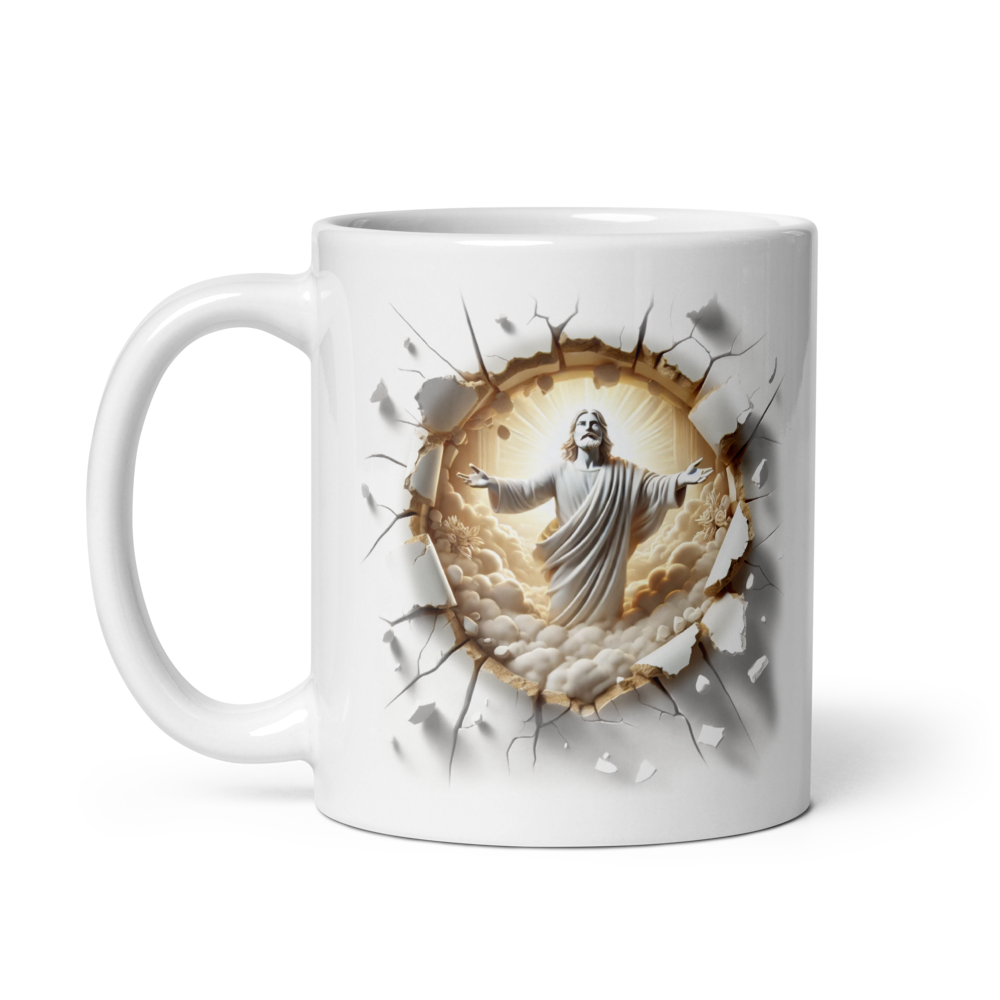Faith Over Fear Isaiah 41:10 Jesus Breakthrough Mug – 11 oz — white, left-handle view
