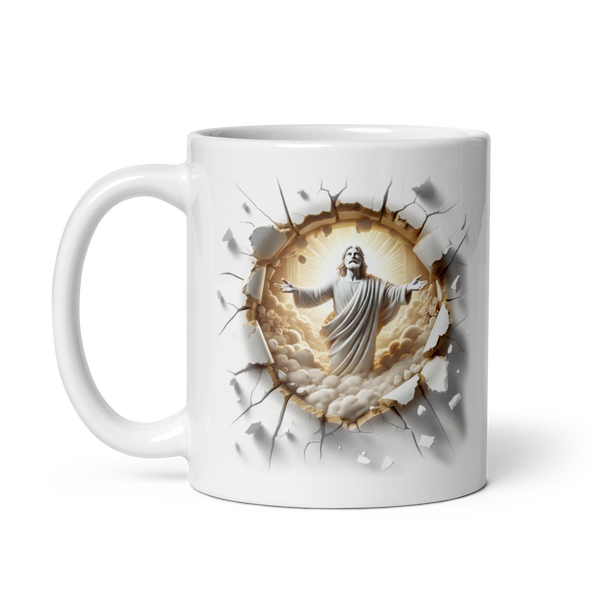 Faith Over Fear Isaiah 41:10 Jesus Breakthrough Mug – 11 oz — white, left-handle view