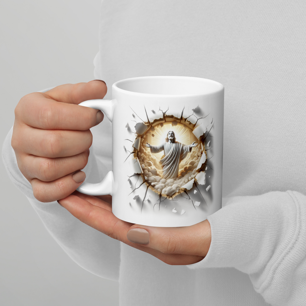 Faith Over Fear Isaiah 41:10 Jesus Breakthrough Mug – 11 oz — white, left-handle view 3