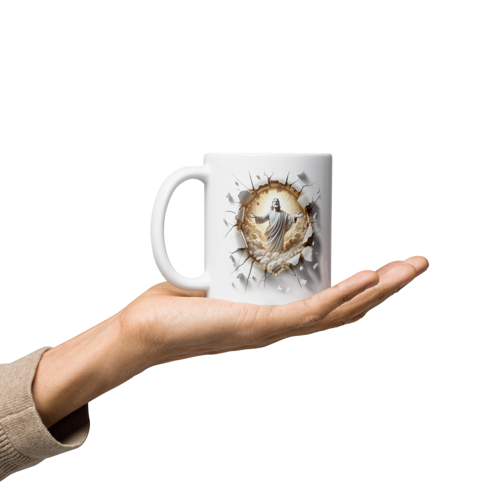 Faith Over Fear Isaiah 41:10 Jesus Breakthrough Mug – 11 oz — white, left-handle view 2