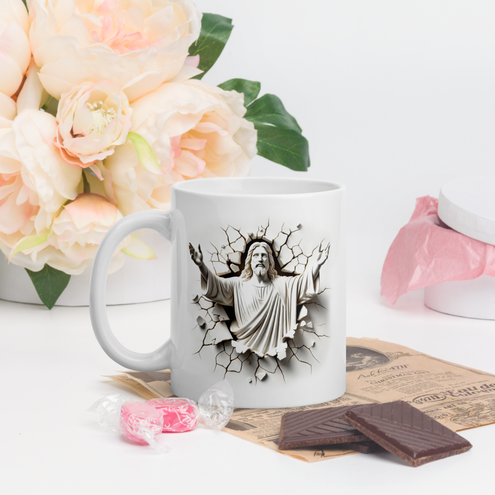 Faith Over Fear Isaiah 41:10 White Christian Mug – 11 oz — white, left-handle view 2