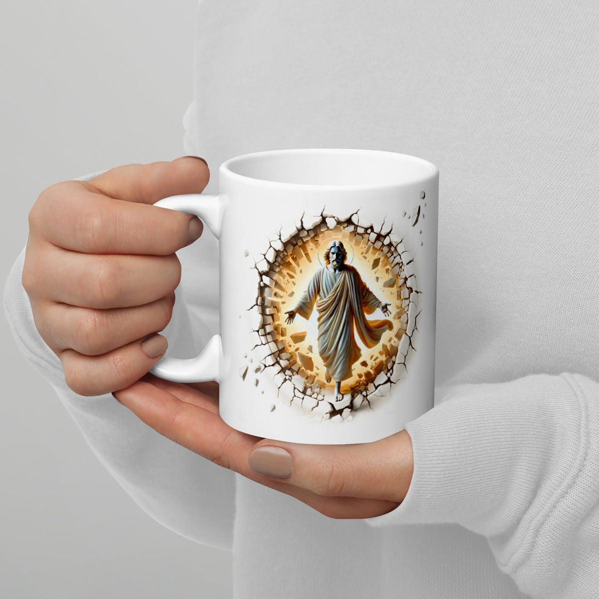 Divine Breakthrough Jesus Christian Mug – 11 oz — white, left-handle view
