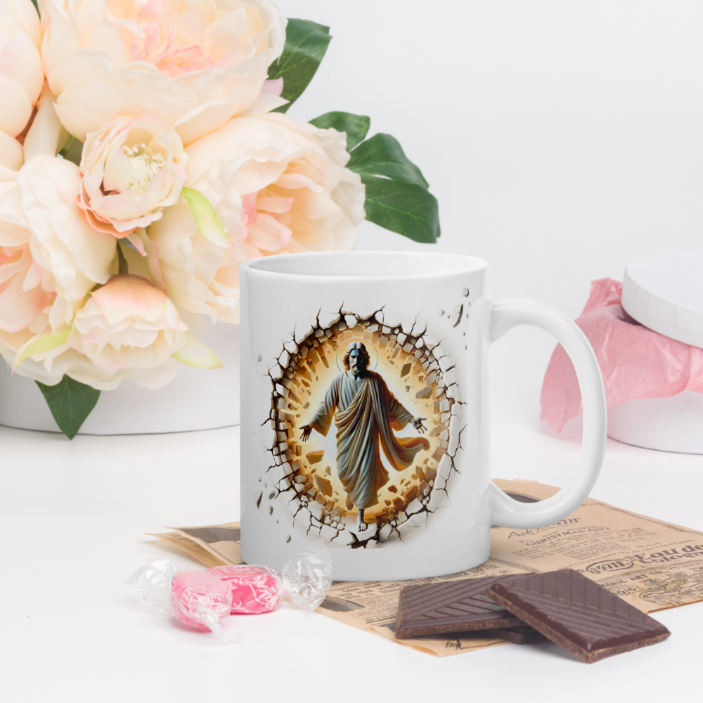 Divine Breakthrough Jesus Christian Mug – 11 oz — white, right-handle view 3