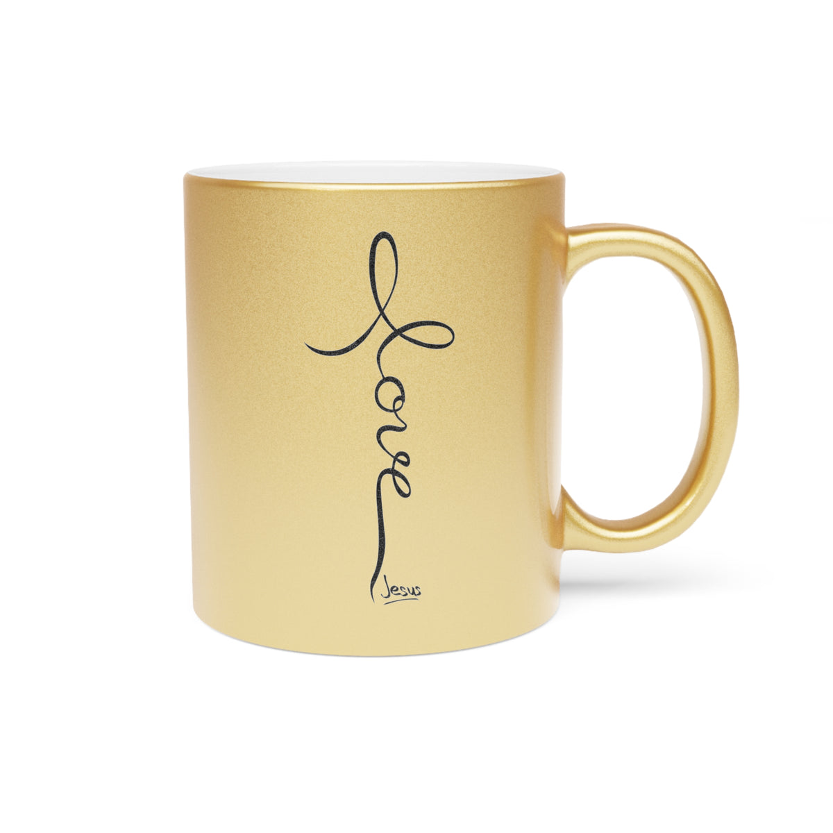 LOVE Jesus Metallic Gold Christian Mug – 11 oz — gold, product view 2