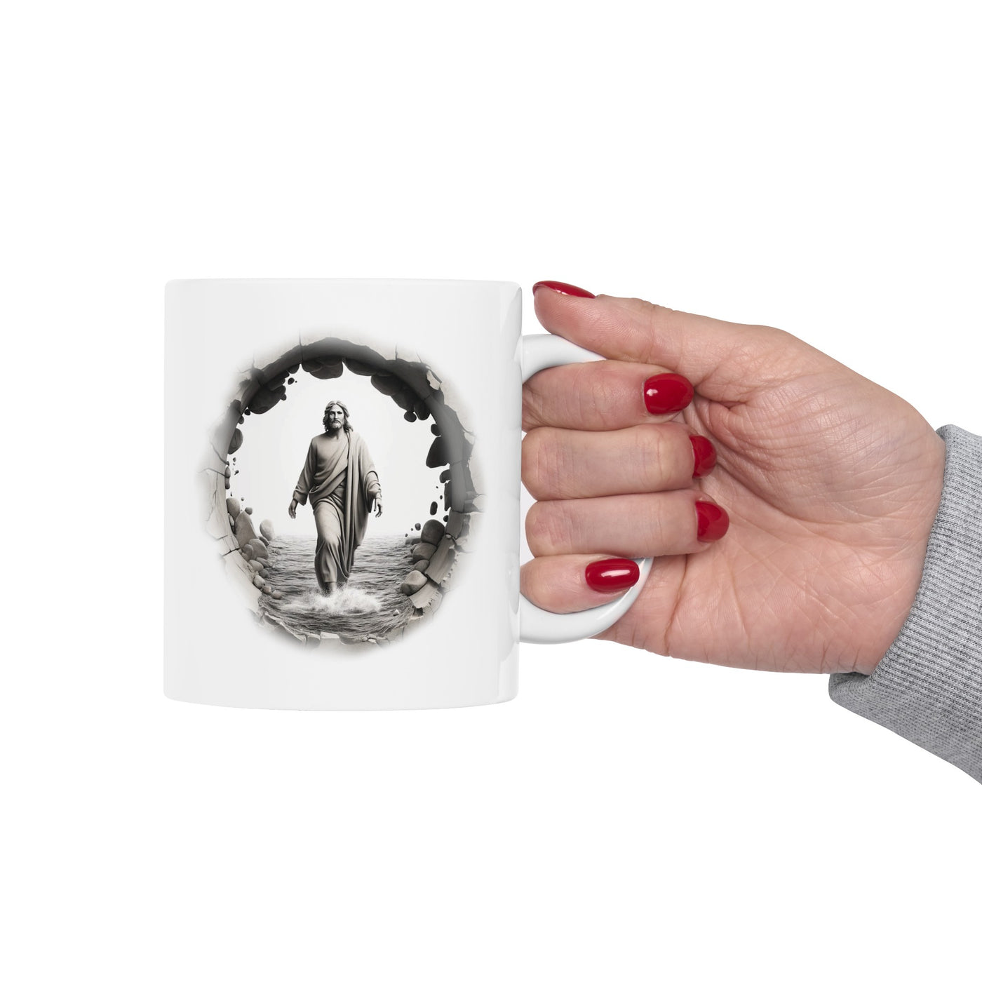 Jesus Breakthrough White Christian Mug – 11 oz — white, design detail