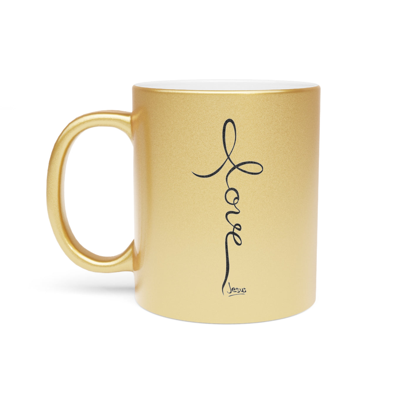 LOVE Jesus Metallic Gold Christian Mug – 11 oz — gold, product view