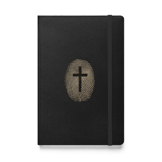 Fingerprint Cross Christian Hardcover Journal – Gospel Noir — black, front view
