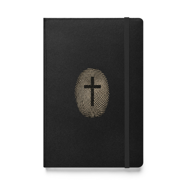 Fingerprint Cross Christian Hardcover Journal – Gospel Noir — black, front view