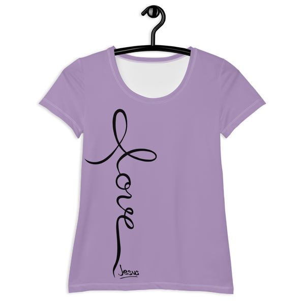 Love Jesus Light Purple Christian Stretch T-Shirt — light purple, front view